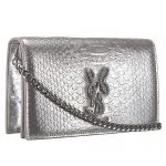 Saint Laurent Monogram Crossbody Python Leather Silver Hardware Silver Medium Bag 18926866