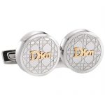 Christian Dior Cannage Motif Round Silver Cufflinks  700659