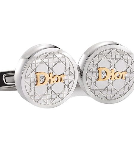 Christian Dior Cannage Motif Round Silver Cufflinks  700659
