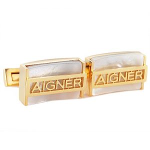 Aigner Logo Business Gold Cufflinks 700633