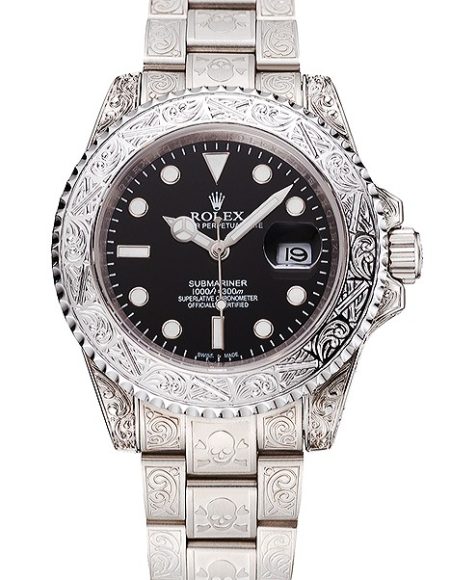 Swiss Rolex Submariner Skull Limited Edition Black Dial White Case And Bracelet 1454093