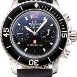 Swiss Blancpain Air Command Monaco YS Black Dial Stainless Steel Case Black Leather Strap