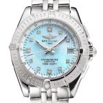 Breitling Colt Lady Light Blue Dial Diamond Hour Marks Stainless Steel Case And Bracelet