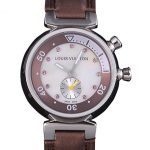Louis Vuitton Tambour Brown Leather Bracelet White Dial 801420