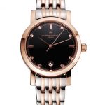 Vacheron Constantin Fine Black Dial With Diamonds Rose Gold Case Two Tone Bracelet
