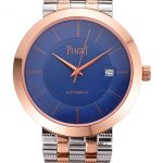 Swiss Piaget Traditional Blue Dial Gold Case Two Tones Stainless Steel Strap