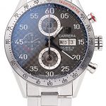 Tag Heuer Swiss Carrera Tachymeter Bezel Stainless Steel Checkered Brown Dial