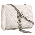 Saint Laurent Kate Monogram Tassel Python Leather Silver Hardware White Mini Bag 18926860