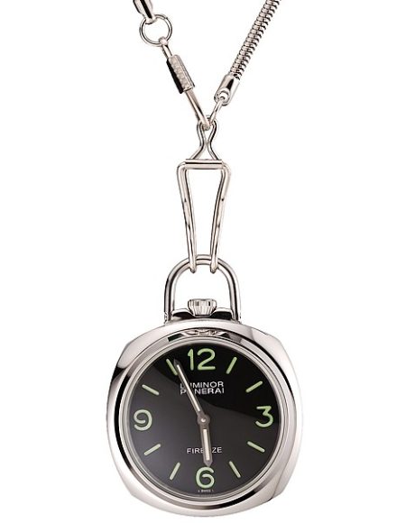 Swiss Panerai Luminor Pocket Watch Black Dial Stainless Steel Case And Chain 1453743