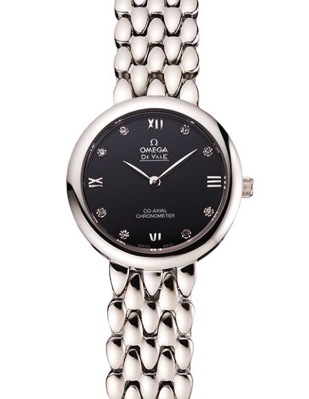 Omega De Ville Prestige No Date Dark Grey Dial With Diamonds Stainless Steel Case And Bracelet