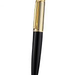Cartier Gold Rimmed Gold Wave Pattern Upper Body Black Ballpoint Pen  622770