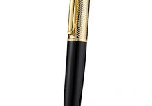 Cartier Gold Rimmed Gold Wave Pattern Upper Body Black Ballpoint Pen  622770