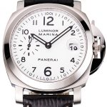 Swiss Panerai Luminor Marina White Dial Stainless Steel Case Black Leather Strap