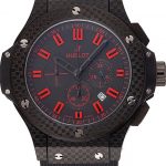 Hublot Big Bang Carbon Dial With Red Markings Carbon Case And Bezel Black Rubber Strap  622775