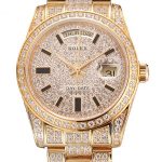 Swiss Rolex Day Date Yellow Gold Full Diamond Pave