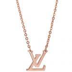 Louis Vuitton Rose Gold LV logo necklace 700828