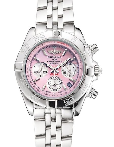 Breitling Chronomat Quartz Pink Dial Stainless Steel Case And Bracelet