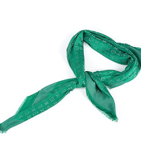 Louis Vuitton Monogram Silver Sunrise Shine Green Shawl 621856