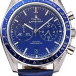 Omega Speedmaster Blue Dial Stainless Steel Case Blue Leather Strap  622808