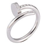 Cartier Replica Diamond Encrusted Sterling Silver Nail Head Ring