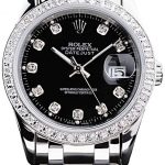 Rolex DateJust Black Dial Diamond Bezel Stainless Steel Bracelet
