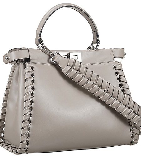 Fendi Peekaboo Whipstitch Grey Leather Bag 18927310