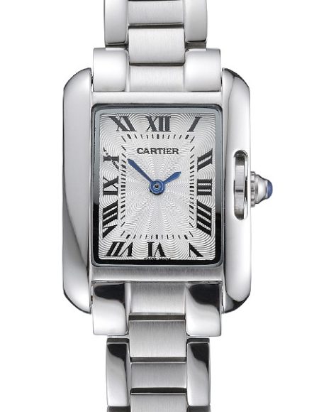 Cartier Tank Anglaise 23mm Silver Dial Stainless Steel Case And Bracelet