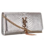 Saint Laurent Monogram Tassel Clutch Python Leather Gold Hardware Silver Bag 18926884