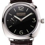 Swiss Panerai Radiomir Black Dial Stainless Steel Case Dark Brown Leather Strap