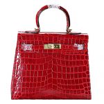 Hermes Kelly 28 Crocodile Leather Red 608151