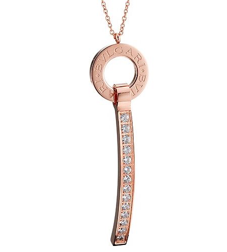 Bvlgari Bvlgari Rose Gold Pendant With Diamonds Necklace  700744