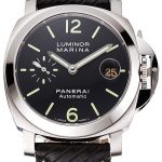 Swiss Panerai Luminor Marina Black Dial Stainless Steel Case Black Leather Strap