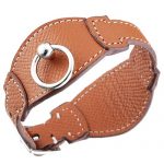 Hermes Bangle Silver Hardware Bracelet Tan