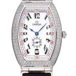 Omega Sochi Petrograd White Dial With Diamonds Stainless Steel Case Black Leather Strap  622823