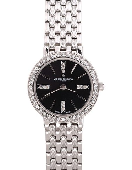 Vacheron Constantin Patrimony Traditionnelle Diamond Black Dial Stainless Steel Bracelet
