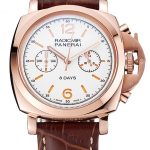 Panerai Radiomir 8 Days Chronograph White Dial Rose Gold Case Brown Leather Strap 1453796