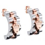 Rolex Replica Crown Logo Two Tone Rose Gold Plated Earrings  700773