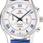 Omega DeVille Silver Bezel with White Dial and Blue Leather Strap  621568