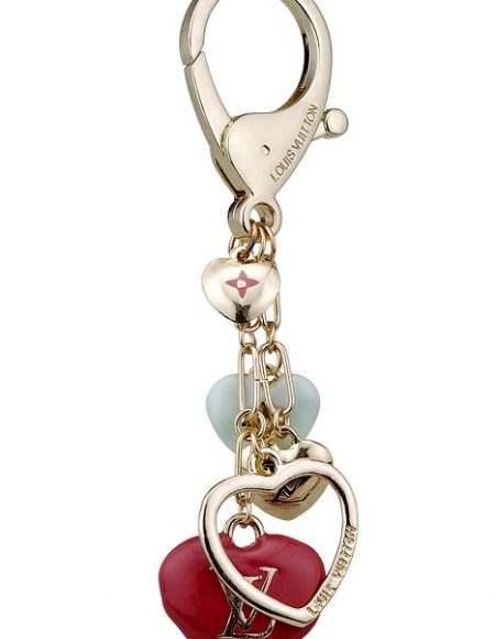 Louis Vuitton Replica Classic LV Monogram Red & White Enamel Hearts Gold Bag Charm