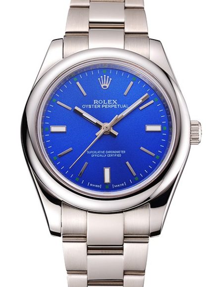 Rolex Oyster Perpetual Blue Dial Stainless Steel Case And Bracelet