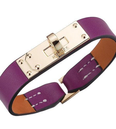Hermes Micro Kelly Gold Hardware Bracelet Purple