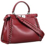Fendi Peekaboo Whipstitch Dark Red Leather Bag  18927313