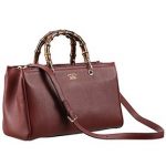 Gucci Bamboo Shopper Leather Small Tote Burgundy  607317