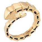 Bvlgari Replica Segmented Black Enamel Marked Gold Snake Ring