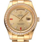 Swiss Rolex Day-Date Diamonds And Rubies Champagne Dial Gold Bracelet 1454100