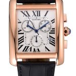Cartier Tank MC White Dial Gold Case Black Leather Bracelet  622693