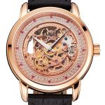 Swiss Piaget Altiplano Rose Gold Skeleton Dial With Diamonds Rose Gold Case Black Leather Strap