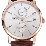 Piaget Altiplano Date Silver Dial Rose Gold Case Brown Leather Strap
