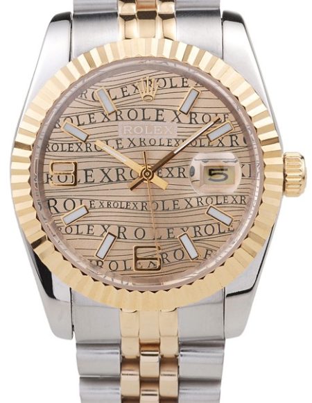 Rolex DateJust Two Tone Stainless Steel 18k Gold PlatedGold Dial