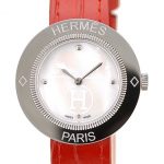 Hermes Classic MOP Dial Red Leather Strap